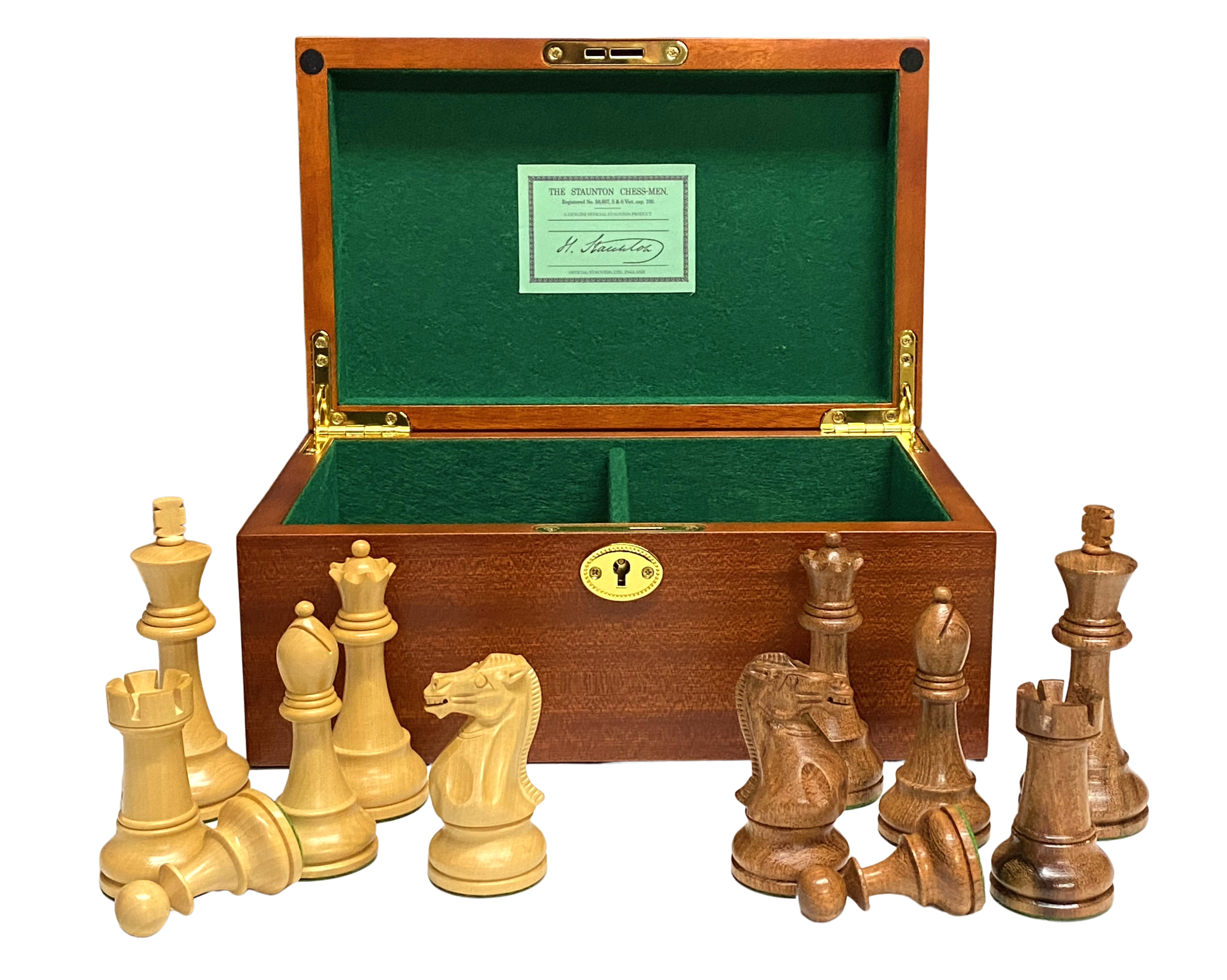 4" Staunton Acacia Winchester Chess Pieces & Mahogany Box - Official Staunton™